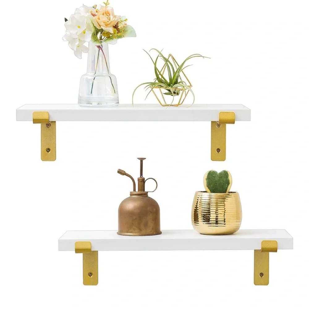 Modern White and Gold Wall Shelf